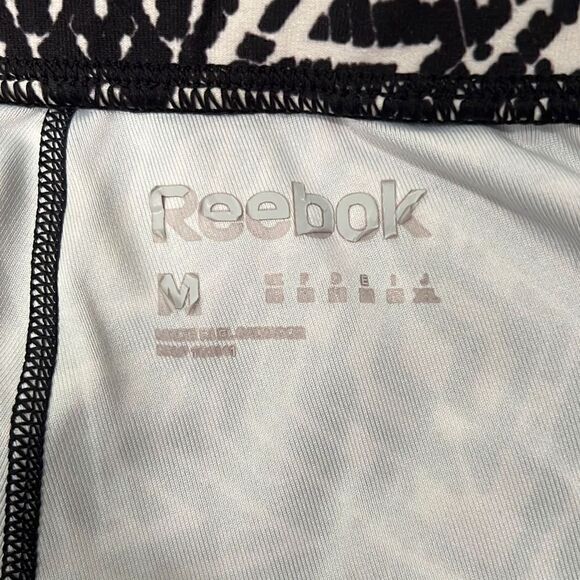 Reebok Women's Athletic Geometric Print Mid-Rise Leggings Black/White - Picture 5 of 6